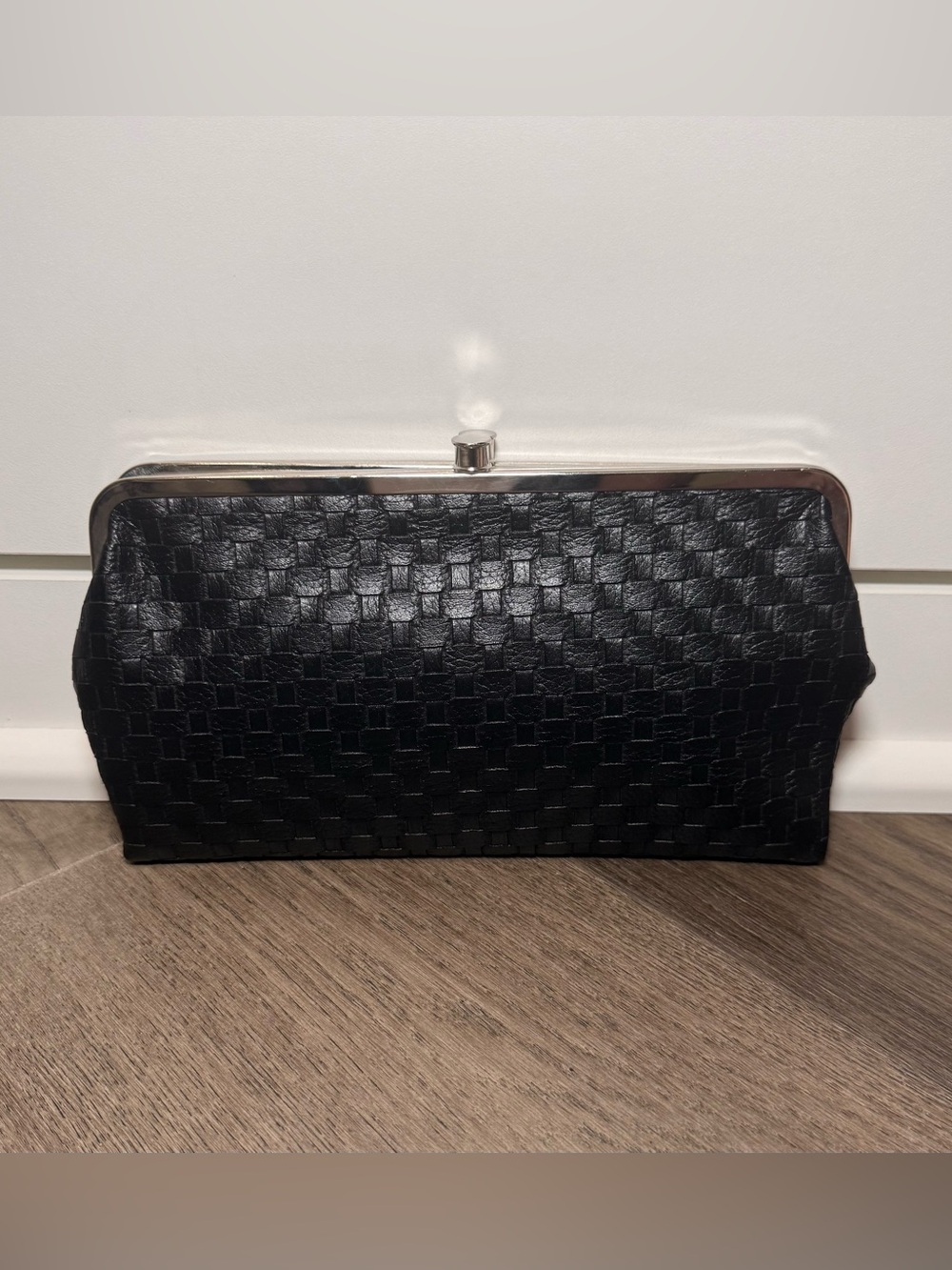 Target Woven Faux Leather Double
Kisslock Clutch Wallet - Black (NWOT)